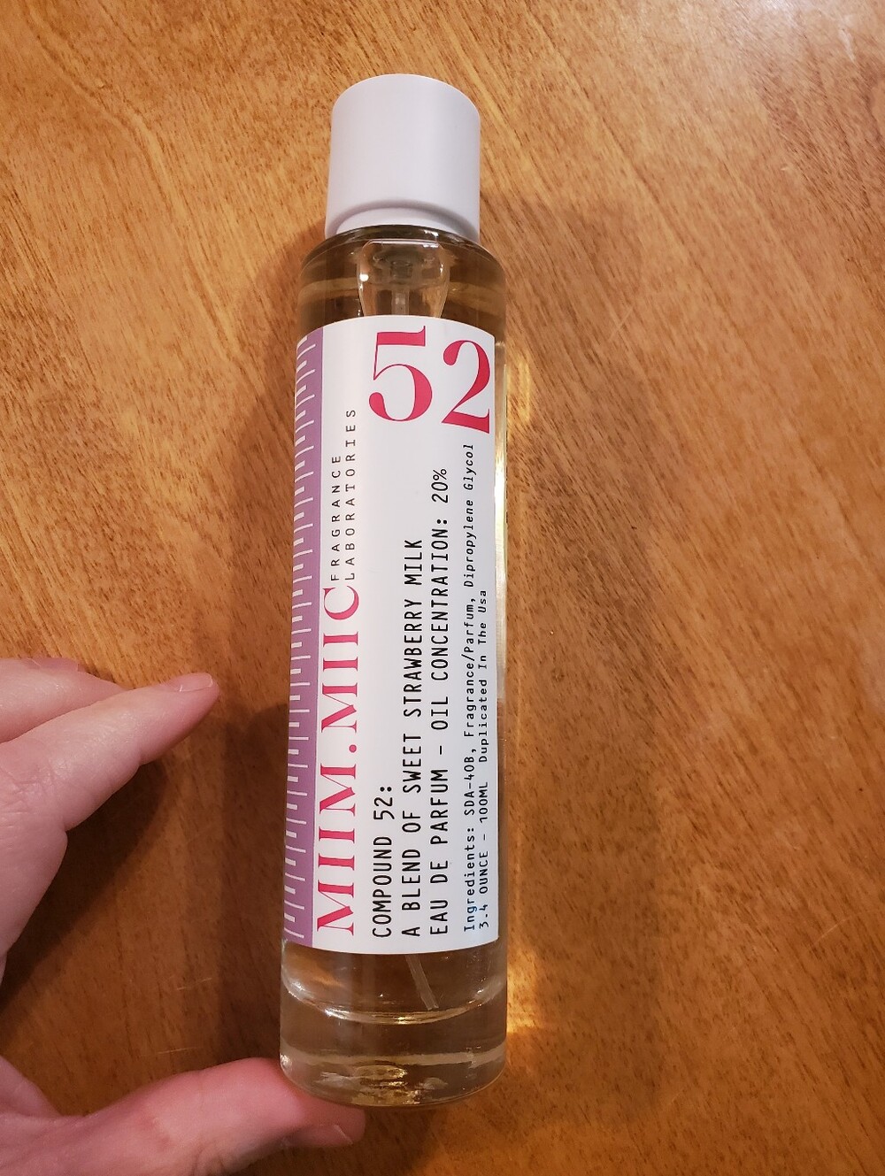 Miim Miic Compound No 52 Eau De Parfum Notes of Sweet Strawberry Milk 3.4 fl oz